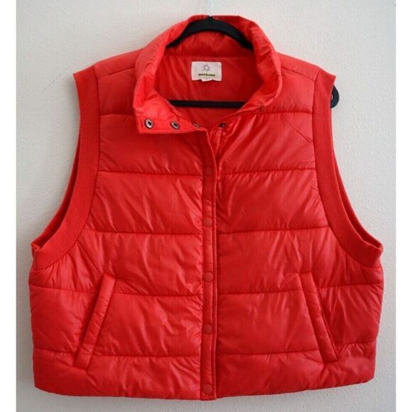 Offline x Aerie 2844S6M Women's Sz Large Red Sleeveless Ribbed Trim Puffer Vest - Picture 1 of 8